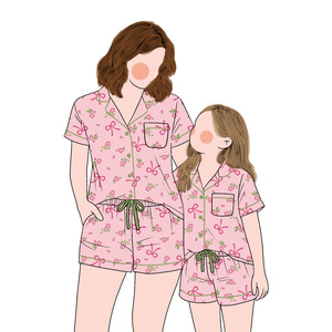 Conjunto de 2 Piezas de Verano para Mamá e Hija, Pantalones Cortos de Manga Corta, Pijamas, Ropa Casual para Padres e Hijos, Venta al por Mayor - Product Image 3