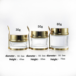 Luxury 30ml 50ml 80ml Eco-friendly <b>Clear</b> & Silver Glass Cosmetic Jar Skincare Face Cream Plastic Base Spoon Silk Screen Printed - Product Image 2