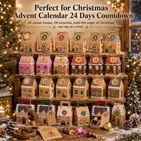 Boîtes de calendrier de l'Avent en forme de maison de pain d'épices de Noël, vides, pour compte à rebours de 24 jours, emballage cadeau pour bonbons et biscuits, avec étiquettes et ficelle