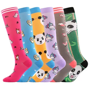 Custom 20-30mmhg Sport Cartoon Knee High Socks Panda Running Cycling Nurse Compression Socks