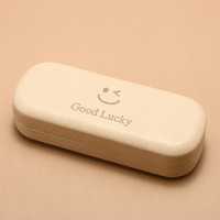 Étui à lunettes Lucky Smiley Face, rigide, en cuir PU mat, boîte à lunettes portable, anti-pression, étui optique pour lunettes de lecture