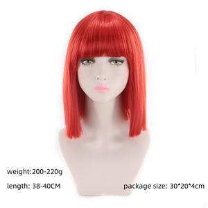 Perruque d'animation européenne américaine pour femmes <span class=keywords><strong>cheveux</strong></span> longs raides frange droite <span class=keywords><strong>coiffure</strong></span> <span class=keywords><strong>courte</strong></span> moyenne commerce extérieur transfrontalier - Product Image 3