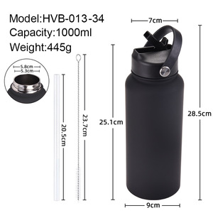 Nouveau design bouteille d'eau de sport en <span class=keywords><strong>acier</strong></span> inoxydable grande capacité 1L américain grande bouche poignée portable bouteille d'eau en paille - Product Image 5