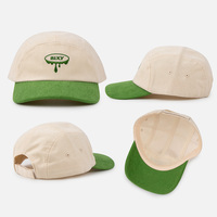 Casquette de camping en velours côtelé, 5 panneaux, non structurée, avec logo brodé plat personnalisé, color block, marque privée, broderie sur mesure, vente en gros