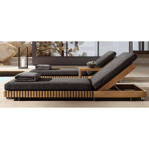 Nouveau lit extérieur d'hôtel à la mode meubles <span class=keywords><strong>de</strong></span> villa en plein air <span class=keywords><strong>de</strong></span> haute qualité chaise <span class=keywords><strong>de</strong></span> loisirs plage piscine <span class=keywords><strong>terrasse</strong></span> teck chaise longue imperméable - Product Image 1