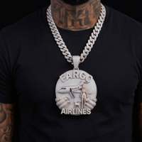 Pendentif Avion de Luxe en Argent 925 et Moissanite, Grand Médaillon Personnalisé pour Cadeau de Performance et Fête