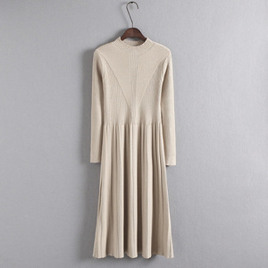 Y211005 <span class=keywords><strong>Vestito</strong></span> Lungo da Donna in Tinta Unita a Collo Alto in <span class=keywords><strong>Maglia</strong></span> Autunno Inverno Caldo Abito a Trapezio per Feste Natalizie - Product Image 2