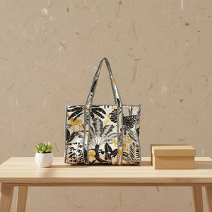 Handmade Quilted Cotton Tote <b>Bag</b> Striped Women Eco Friendly Washable Shoulder <b>Bag</b> Large Capacity Travel Shopping Daily Use - Product Image 1