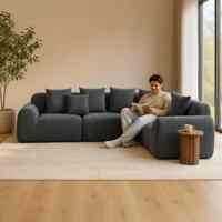 Canapé modulaire sectionnel en tissu style nuage, inclinable, en forme de L, avec rembourrage en éponge, pour salon d'appartement