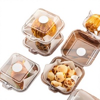 Boîtes d'emballage alimentaire carrées en PET recyclables pour la pâtisserie, jetables, de qualité alimentaire, type coquille