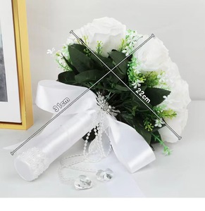 Décoration de mariage, bouquet de mariée en roses blanches artificielles de haute qualité, plantes artificielles, fleurs artificielles pour mariage - Product Image 6