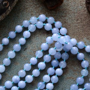 Collier Mala Hylandite à 108 perles avec pendentif Lotus et pompon, long bijou perlé pour la méditation et la mode, unisexe - Product Image 4
