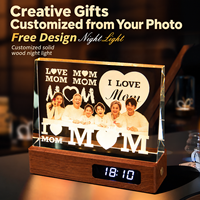 Trophée en cristal gravé avec photo, base en bois Iceberg, capteur tactile, chiffres rétroéclairés, cadeau de bureau personnalisé, prix commémoratif lumineux
