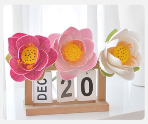 Multi-size <b>Artificial</b> Lotus Flower & Seed Pod <b>Stems</b> Realistic PU/EVA Water Lily Spray for DIY Oriental Floral Decor - Product Image 3