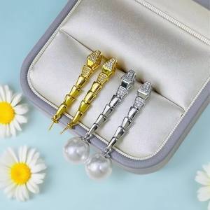 22474DIY S925 <b>Silver</b> Jewelry <b>Earrings</b> with 10-15mm Round Beads Empty Tray and Earnail Fashion Accessories with DIY <b>Pearl</b> - Product Image 2