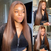 Peluca frontal de encaje 13x4 sin pegamento, 100% vietnamita, súper doblemente estirada, lisa, color natural, cabello humano virgen sin procesar SDD para mujer