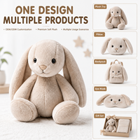 Peluche personnalisée lapin aux oreilles tombantes, en coton PP brodé, tissu super doux, anti-stress, vente en gros directe usine OEM ODM à bas prix