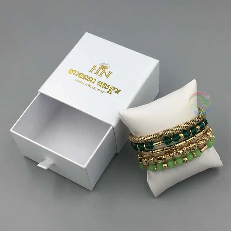 Luxus Weiß Custom Gold LOGO Geschenk Armreif Perlen Armband Schmucks cha tulle Verpackung