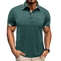 Chemise d'été décontractée à manches courtes à revers et à carreaux pour hommes européens et américains, en polyester respirant et absorbant l'humidité