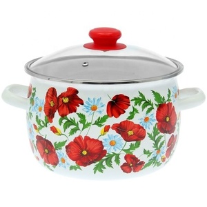Beige crema muslimcina <span class=keywords><strong>Russia</strong></span> smalto a forma di pancia pentola cottura casseruola casseruola smaltata Ollas de Peltre - Product Image 4
