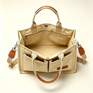 Sac fourre-tout en toile écologique et durable avec deux poches avant, logo personnalisé, grande capacité, sac à bandoulière en coton pour les trajets quotidiens - Product Image 2