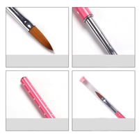 Pinceau à ongles de haute qualité incrusté de diamants, stylo en métal sculpté de cristaux, ensemble de pinceaux roses pour nail art, kit professionnel de pinceaux pour la conception d'ongles
