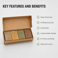 Coffret cadeau de savon exfoliant artisanal à marque privée, savon solide en barre, lot de 4 pour le visage et le corps