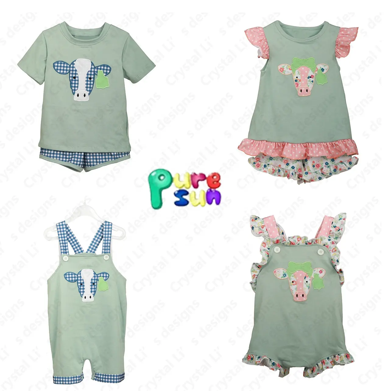 Nuovo set di abbigliamento per bambini di design super confortevole carino testa di mucca modello per bambini bambini ragazzi abbigliamento per ragazzi vestiti estivi