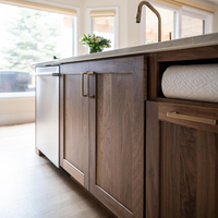 Puertas de Gabinete de Cocina Resistentes, Modernas y Ecológicas, Gabinetes Modulares RTA de Madera Sólida para Villa, Acabado Pintado con Chapa de Madera MDF