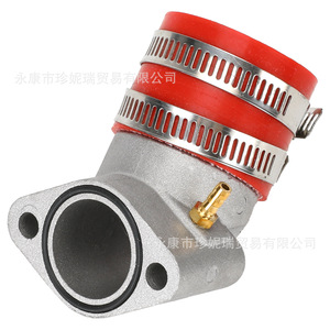 Gy6 150Cc Aluminum Intake Manifold With Red <b>Hose</b> And <b>Clamp</b> For Scooter Repair - Product Image 4