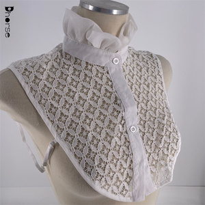 Gros <span class=keywords><strong>Crochet</strong></span> Blanc et Noir Amovible <span class=keywords><strong>Faux</strong></span> Cou Dentelle <span class=keywords><strong>Col</strong></span> Élégant - Product Image 4