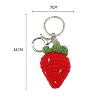 Handgemaakte Wol Gehaakte Macrame Sleutelhanger Pluche Fruit Collectie Wortel Avocado Aardbei Kersenzak Charme Voor Vrouwen