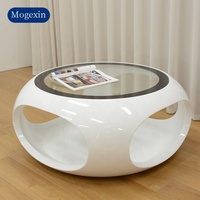 Créativité de luxe moderne simple et légère table basse blanche salon table basse claire table basse ronde de luxe