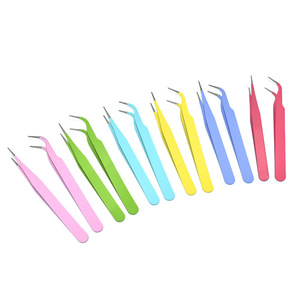 Pinzas de acero inoxidable con punta redonda, herramientas para diario personalizado, clips coloridos hechos a mano, diamantes de imitación para decoración de uñas, herramientas de belleza (rectas) - Product Image 1