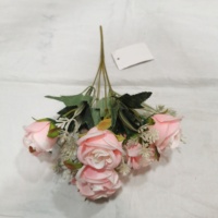 QIDA CJ23130 5 Kunstbloemen in pot, rozen voor thuis, bruiloft, decoratieve bloemen, populaire verkoop 23235