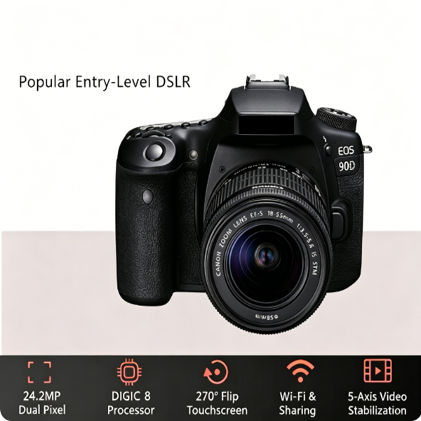 Wholesale APS-C DSLR Digital Camera Model 90D 32.5MP 4K Video EF Mount Body Only WiFi Touch Screen