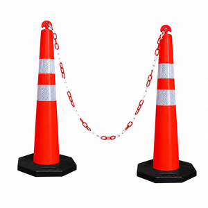Poteau <span class=keywords><strong>de</strong></span> délimitation routière 110 cm avec base en caoutchouc PE, poteau <span class=keywords><strong>de</strong></span> signalisation réfléchissant, cône <span class=keywords><strong>de</strong></span> guidage flexible pour <span class=keywords><strong>la</strong></span> sécurité routière, le stationnement et <span class=keywords><strong>la</strong></span> construction - Product Image 2