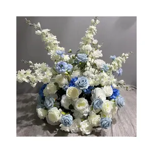 Wedding Decoration Table Centerpiece Round Rose Table Flower Ball White and Blue