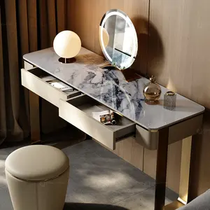 Mobiliário do quarto novo design penteadeira moderno rattan vanity conjunto maquiagem penteadeira