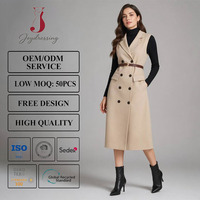 Robe Blazer Élégante Beige Croisée Sans Manches Longueur Midi Style Trench pour le Bureau – Vente en Gros et Personnalisation