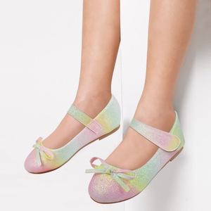 Zapatos de Princesa <span class=keywords><strong>con</strong></span> Brillantina Colorida <span class=keywords><strong>para</strong></span> Niñas, Suela Suave <span class=keywords><strong>con</strong></span> <span class=keywords><strong>Velcro</strong></span>, Lazo, Plantilla de Cuero Nueva, Zapatos Planos <span class=keywords><strong>para</strong></span> la Escuela y el Verano - Product Image 4