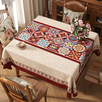 Nappe Florale Américaine Imperméable et Anti-Taches, Sans Lavage Ni Repassage, Housse de Table Haut de Gamme Personnalisée pour Cuisine et Maison