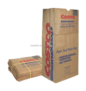 Sacchetti di Carta Kraft Marrone Grandi, Pieghevoli, Resistenti allo Strappo, Biodegradabili, con Cordoncino, per Rifiuti Domestici, Giardino, <span class=keywords><strong>Foglie</strong></span>, con Stampa Logo Personalizzata - Product Image 1