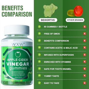 Super Food Apple Cider <b>Vinegar</b> Gummies Apple Flavor Vitamin B6 B12 Curb Cravings Weight Loss Slimming Gummies Supports Digestion - Product Image 5