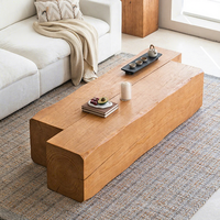 Table basse longue de style rustique, design rétro nostalgique, en bois massif, personnalisable, îlot central, banc, tabouret à chaussures