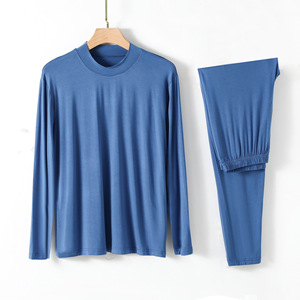 Set di Abbigliamento <span class=keywords><strong>da</strong></span> Casa per <span class=keywords><strong>Uomo</strong></span> in Maglia Modal, Collo Semi-Alto, Pantaloni, Intimo, Comodo, Liscio, Antibatterico, Caldo Pigiama in 2 Pezzi - Product Image 3
