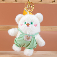 Porte-clés en peluche ours en coton PP doux, vente en gros, couleurs assorties, pendentif poupée de dessin animé avec clip métallique pour sacs