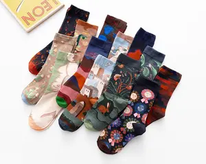OEM & ODM-Calcetines de algodón orgánico para hombre, calcetín a granel con diseño de arte, ropa de calle