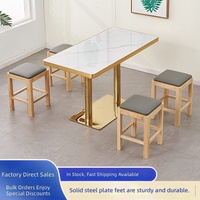 Ensemble table et chaises modernes minimalistes en bois massif, petit tabouret carré pour restaurants, snack-bars, cafés et salons de thé