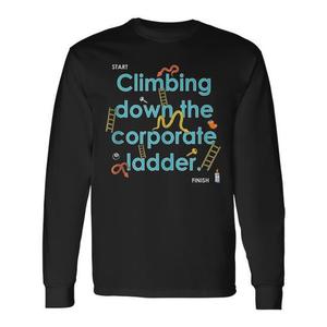 T-shirt a maniche lunghe con stampa “Climbing Down The Corporate Ladder”, abbigliamento promozionale - Product Image 1